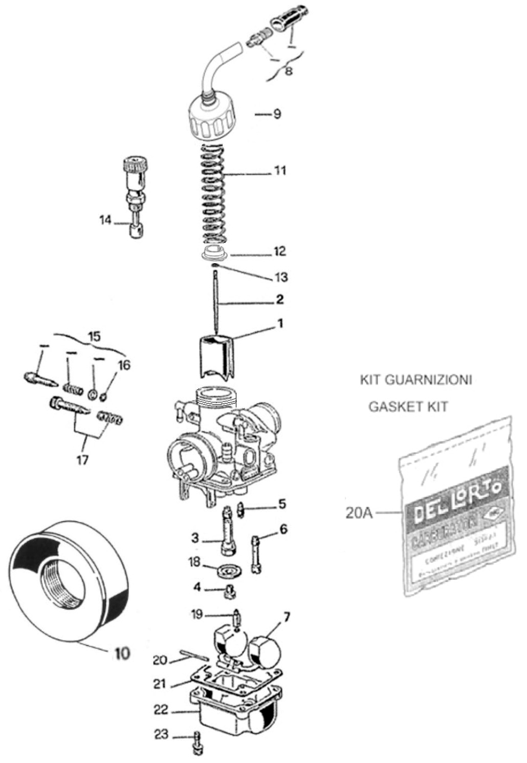 Motoren IAME Ersatzteile IAME GR-3,Vergaser Dell Orto PHBG 18