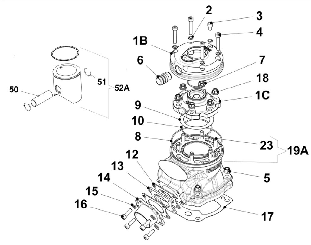 Motoren IAME Ersatzteile IAME SCREAMER III,Zylinder und Kolben IAME SCREAMER III