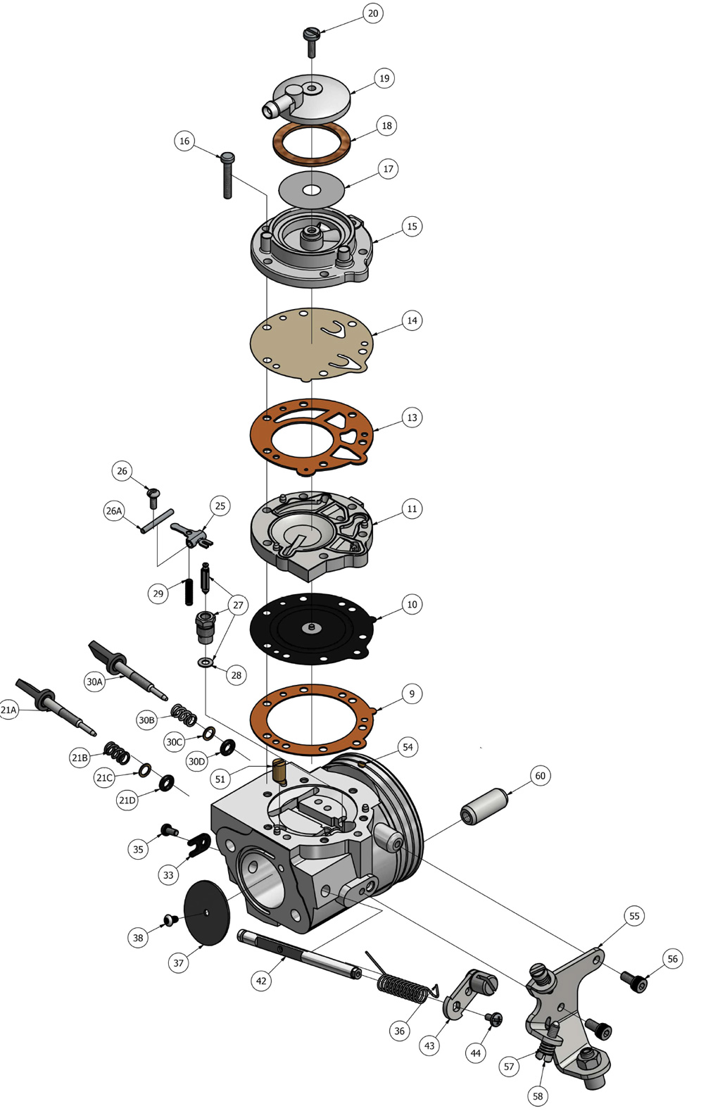 Motoren IAME Ersatzteile IAME X 30,Vergaser X 30,Vergaser Tillotson HW 27A