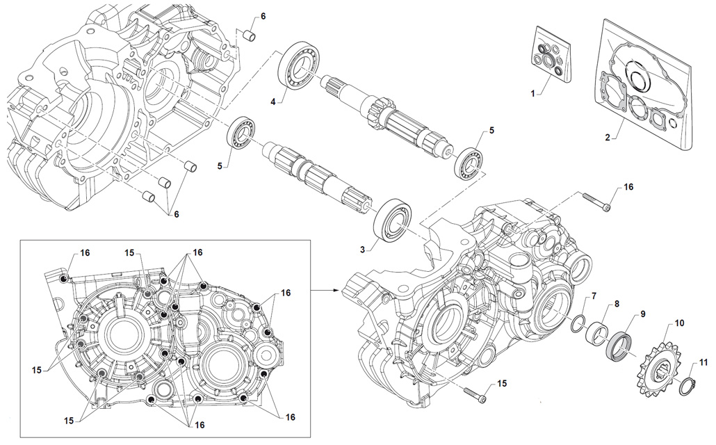 Motoren TM Ersatzteile KZ R2,Kurbelgehuse II KZ R2