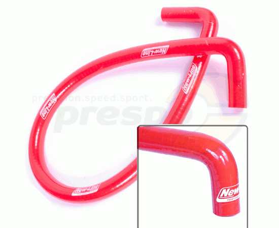 Bild 1 - Khlwasserschlauch SILIKON  NEW-LINE   mit Doppelbogen  (2x90)   Farbe: rot