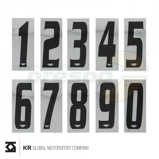 Bild 1 - Startnummer ''KR''   schwarz / Untergrund silber